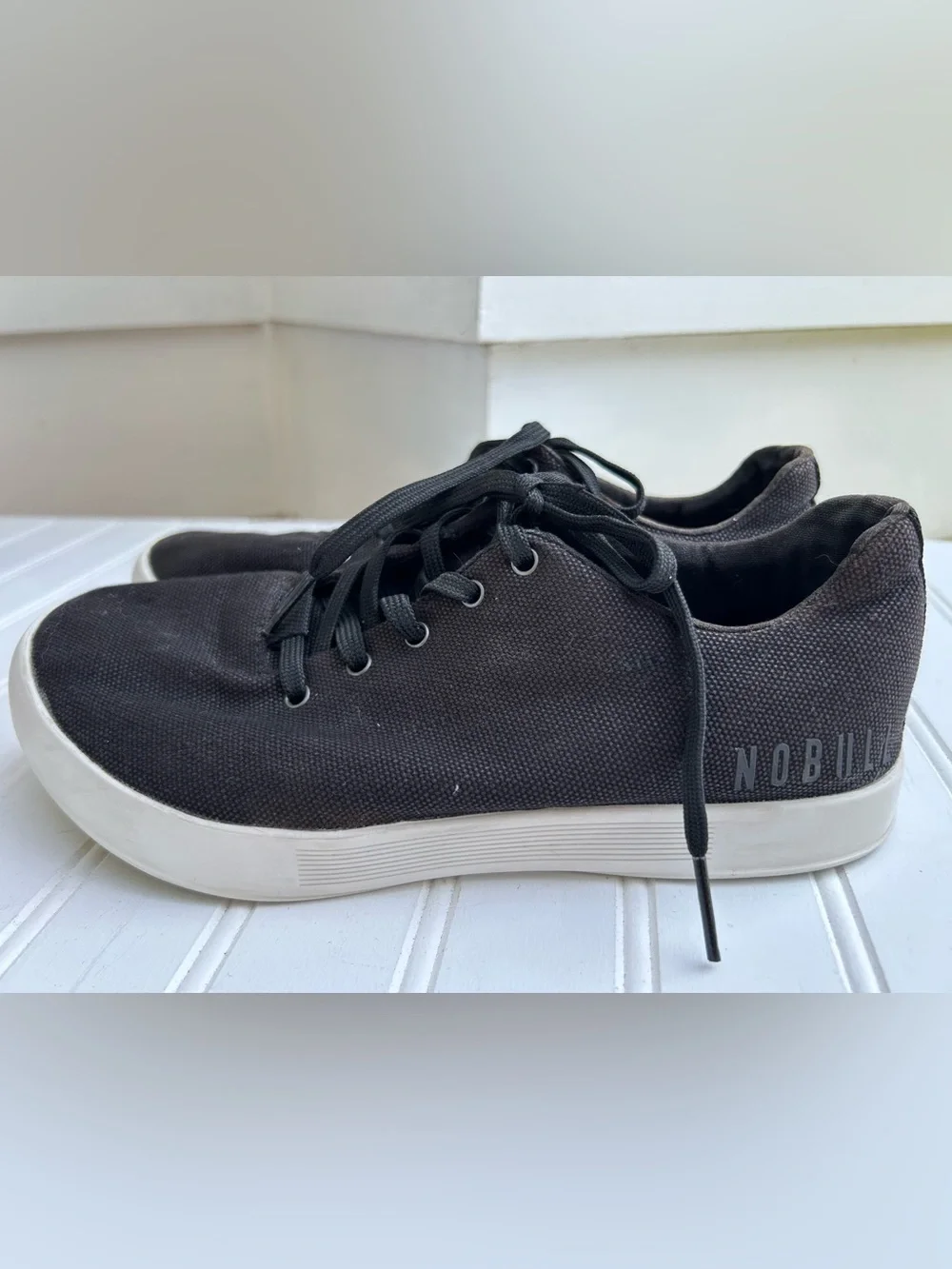 NOBULL Shoes Black Canvas Low-Top Sneakers Trainer Lace  Size 7.5